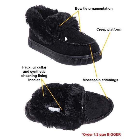 Black fur moccasins, NEW Cozette Ankle Shootie - Picture 7 of 10